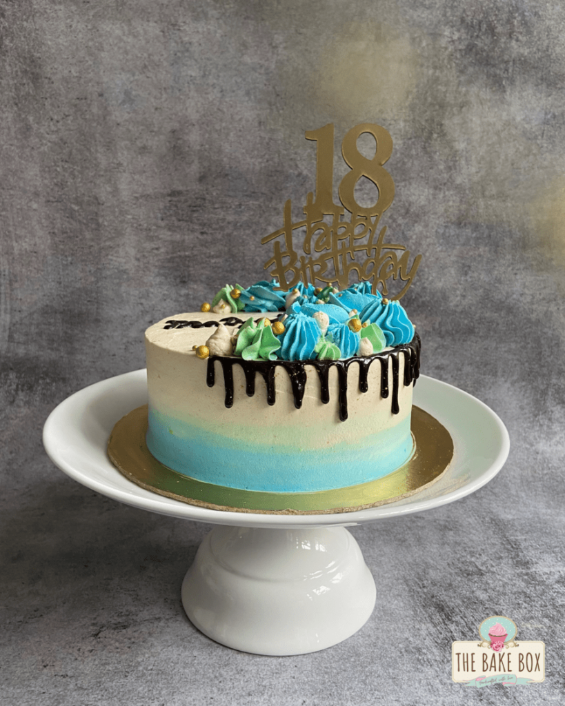 The Bake Box- Blue Drip Cake