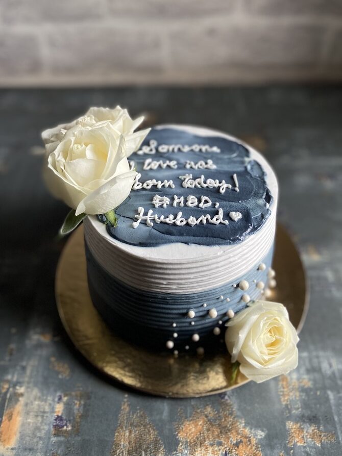 The Bake Box - Fresh Flower Blue Ombre Cake